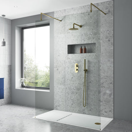 Nuie 8mm Wetroom Screen Brushed Brass WRSCBB076 LS4