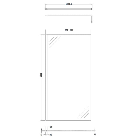 Nuie 8mm Wetroom Screen Matt Black WRSCBP10 LD