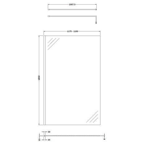 Nuie 8mm Wetroom Screen Matt Black WRSCBP12 LD