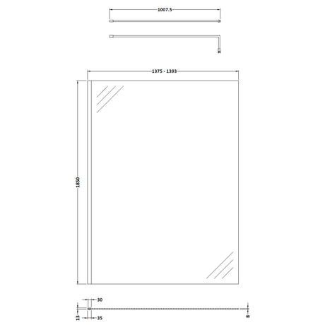 Nuie 8mm Wetroom Screen Matt Black WRSCBP14 LD