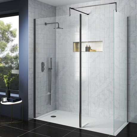 Nuie 8mm Wetroom Screen Brushed Pewter WRSCGM080 LS