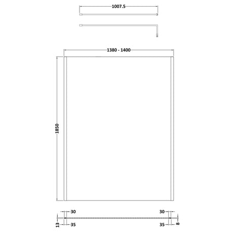 Nuie 8mm Outer Frame Wetroom Screen Brushed Brass WRSCOBB14 LD