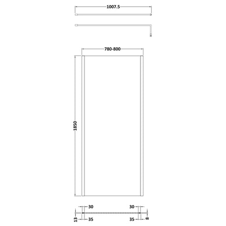 Nuie 8mm Outer Frame Wetroom Screen Matt Black WRSCOBP80 LD