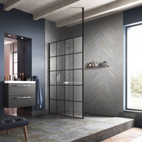 Nuie Wetroom Screen 3000mm Ceiling Post Matt Black WRSF006 LS