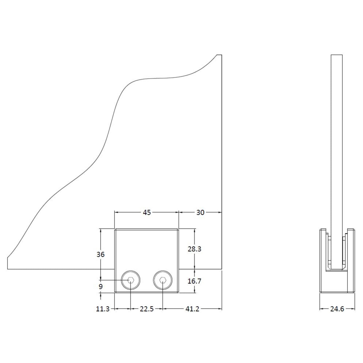 Nuie Wetroom Screen Support Foot & Wall Bracket Matt Black WRSF008 LD