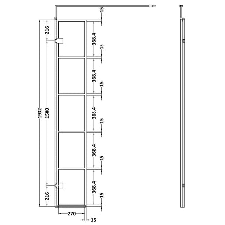 Hudson Reed 8mm Framed Wetroom Return Screen Matt Black WRSF030H LD