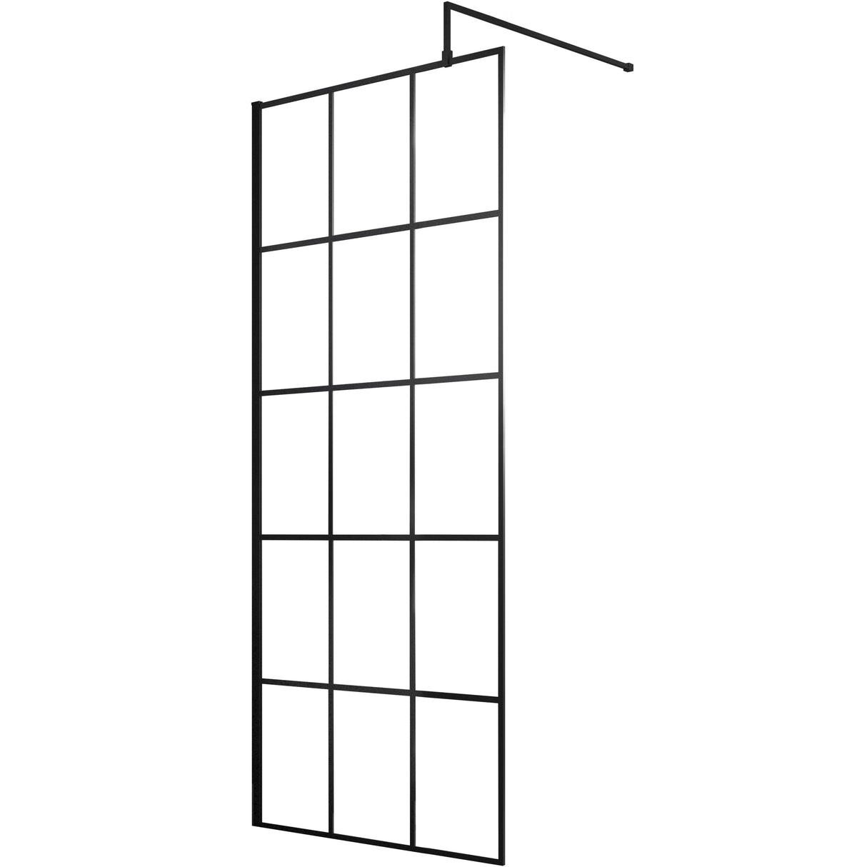 Hudson Reed 8mm Framed Wetroom Screen - Wall Fixed - Matt Black WRSF076