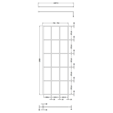 Hudson Reed 8mm Framed Wetroom Screen - Wall Fixed - Matt Black WRSF076 LD