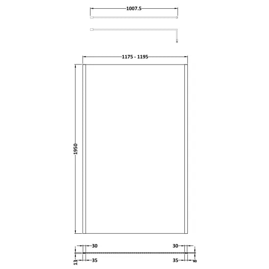 Hudson Reed 8mm Outer Frame Wetroom Screen Brushed Brass WRSOBB12 LD
