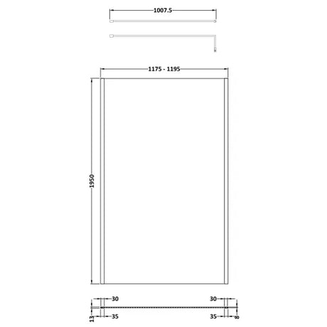 Hudson Reed 8mm Outer Frame Wetroom Screen Brushed Brass WRSOBB12 LD