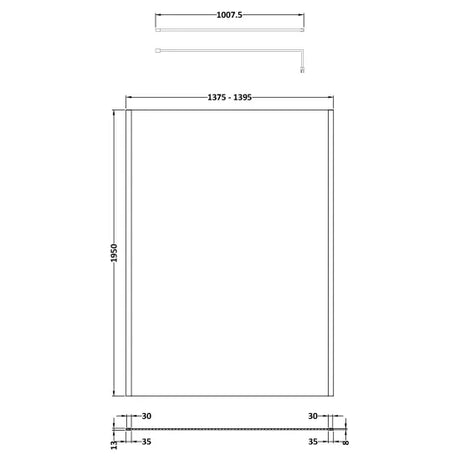 Hudson Reed 8mm Outer Frame Wetroom Screen Brushed Brass WRSOBB14 LD