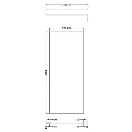 Hudson Reed 8mm Outer Frame Wetroom Screen Brushed Brass WRSOBB80 LD