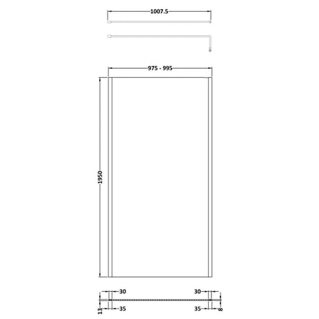 Hudson Reed 8mm Outer Frame Wetroom Screen Matt Black WRSOBP10 LD