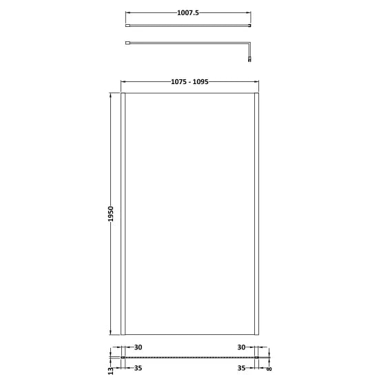 Hudson Reed 8mm Outer Frame Wetroom Screen Matt Black WRSOBP11 LD