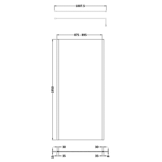 Hudson Reed 8mm Outer Frame Wetroom Screen Matt Black WRSOBP90 LD