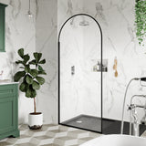 Hudson Reed 8mm Arched Wetroom Screen - Wall Fixed - Matt Black WRSRBP90 LS2