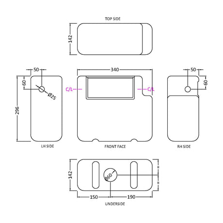 Nuie Universal Access Dual Flush Concealed Cistern with Chrome Round Modern Button, Side Inlet Chrome XTY008 LD