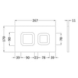 Nuie 1136-1336mm WC Frame with Dual Flush Plate - Square Button Chrome XTY009S LD