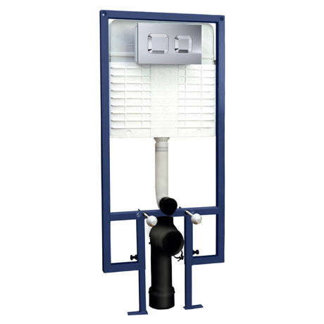 Nuie 1136-1336mm WC Frame with Dual Flush Plate - Square Button Chrome XTY009S_1