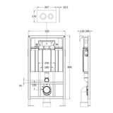 Nuie Mid-Height 890mm WC Frame with Dual Flush Plate - Round Button Matt White XTY107R LD