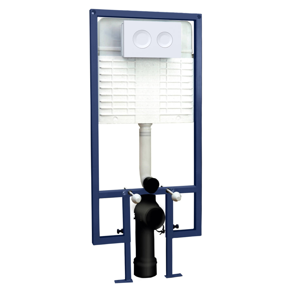 Nuie 1136-1336mm WC Frame with Dual Flush Plate - Round Button Matt White XTY109R