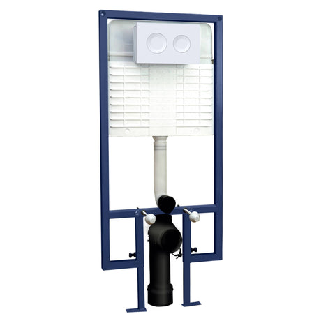 Nuie 1136-1336mm WC Frame with Dual Flush Plate - Round Button Matt White XTY109R