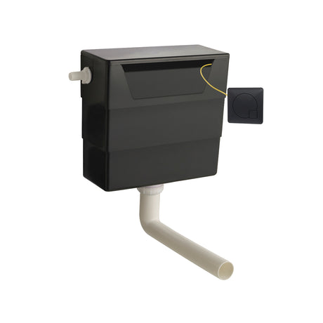 Nuie Top and Front Access Dual Flush Concealed Cistern with Square Flush Plate Black XTY6M02