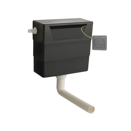 Nuie Top and Front Access Dual Flush Concealed Cistern with Square Flush Plate Brushed Pewter XTY6M04