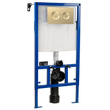 Nuie Mid-Height 890mm WC Frame with Dual Flush Plate - Round Button Brushed Brass XTY807R