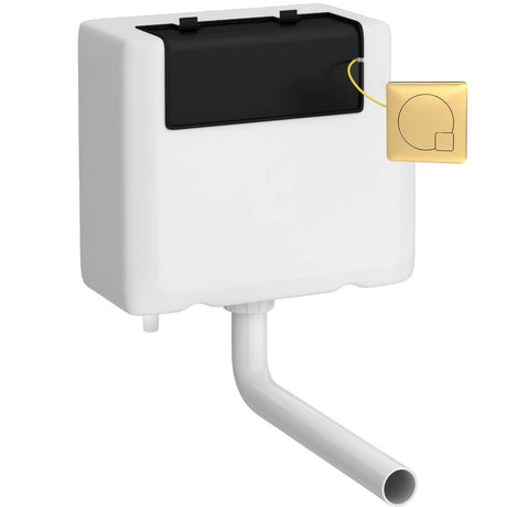 Nuie Universal Access Dual Flush Concealed Cistern with Square Flush Plate, Bottom Inlet Brushed Brass XTY8M03B